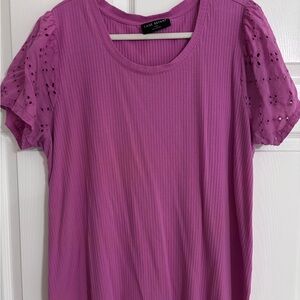 Lane Bryant Purple Blouse with Eyelet Sleeves